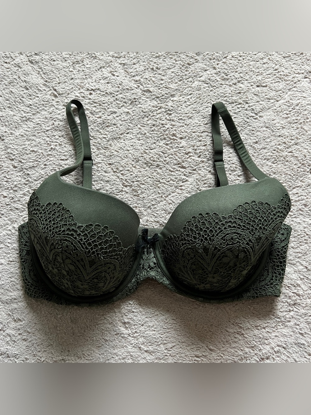Victoria’s Secret Lined Demi Bra Lace Bow Romantic Sz 34DD